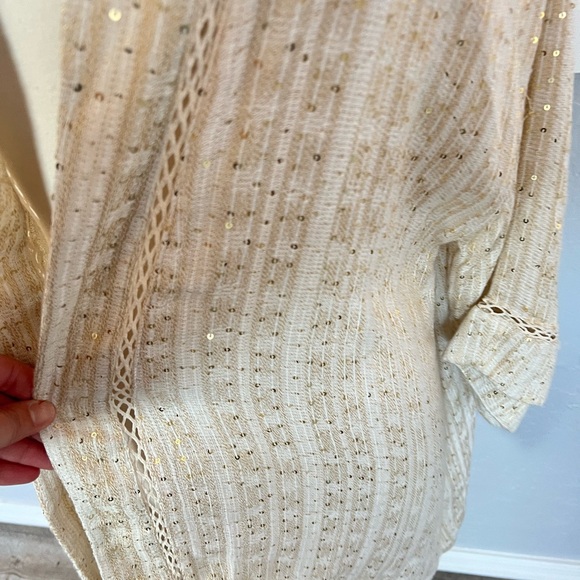 Soft Surroundings Cream Cardigan with Cable Knit and Dolman Sleeves - Picture 9 of 16